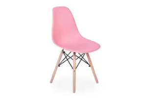 CADEIRA C/BASE DE MADEIRA EIFFEL ROSA REF-DL1088