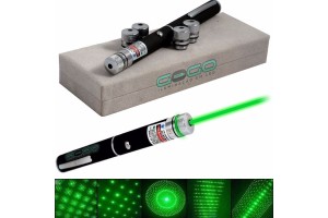 CANETA LASER VERDE POINTER 5000MW COM 5 PONTEIRAS DE EFEITOS