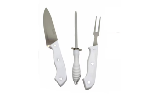 KIT CHURRASCO INOX FACA ;GARFO E TRINCHANTE REF-CK2973