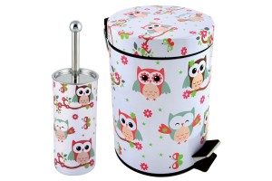 KIT DE ESCOVA SANITARIA E LIXEIRA 5LTS DECORADA EM METAL REF-CK1574