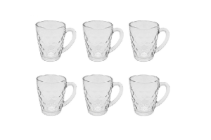 JG COM 6PCS XICARA PARA CHA VIDRO DIAMOND TRANSPARENTE 230ML REF-24304