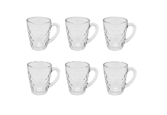 JG COM 6PCS XICARA PARA CHA VIDRO DIAMOND TRANSPARENTE 230ML REF-24304