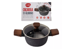 Panela Caçarola De Aluminio Com Indução 1,9l Antiaderente Cor Marrom/carvalho