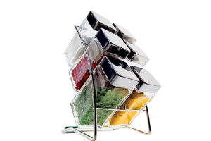 PORTA CODIMENTOS SQUARE COM SUPORTE 6 PÇS REF-VDR1273