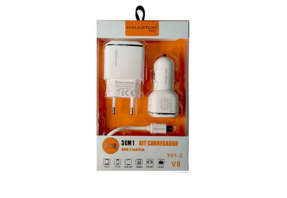 KIT CARREGADOR 3 EM 1 HMASTON V8 REF-Y012