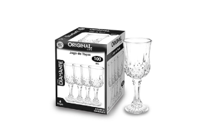 JOGO DE TAÇAS PARA LICOR 100ML LINHA DIAMANTE REF-0818 REF-SL0818