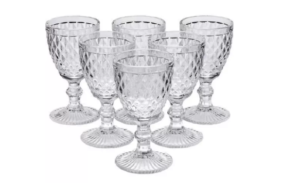 JOGO TACA ABACAXI CRISTAL 300ML C/ 6PCS REF-TP0470