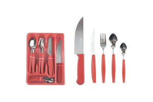 JG TALHERES VERMELHO 26 PCS C/SUPORTE REF-13686