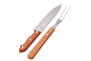 KIT CHURRASCO GARFO INOX CABO MADEIRA 36CM REF-13696