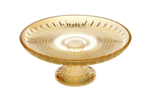 PRATO DE VIDRO COM PE AMBAR 26X10CM REF-20192