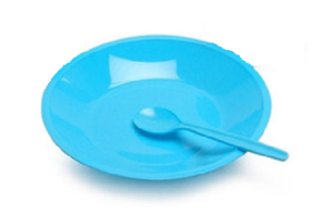 LANCHE FELIZ PAPINHA C/ 02PCS CUMBUCA/COLHER AZUL REF-07103