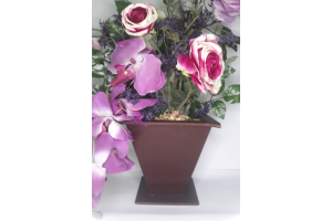 VASO FLOR DE MADEIRA COM FOLHAGEM PRA DECORACAO REF-006