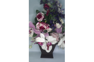 VASO FLOR DE MADEIRA COM FOLHAGEM PRA DECORACAO REF-007