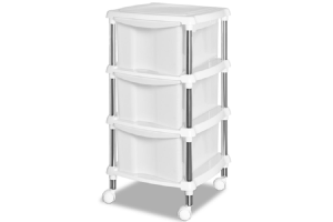 GAVETEIRO 3G C/ RODIZIO BRANCO REF-613-4 NIQUELART