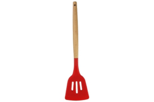 ESPATULA VAZADA SILICONE CABO DE MADEIRA 31,5X7CM REF-CK3471