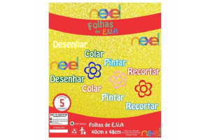 PLACA DE EVA GLITTER 40X48 1,6MM AMARELO