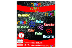 PLACA DE EVA GLITTER 40X48 PRETO NEXEL
