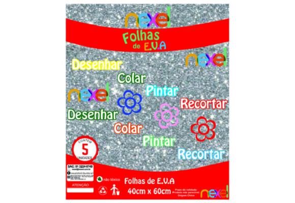 PLACA EVA GLITTER 40X48 1,6 PRATA NEXEL