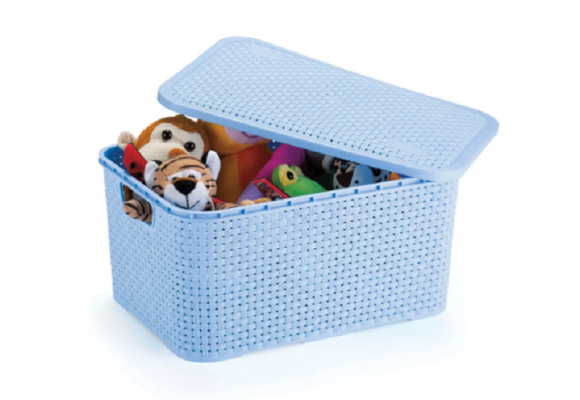 CESTO ORGANIZADOR RATTAN GRANDE AZUL BABY C/TP REF-069/AB