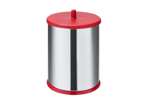 LIXEIRA EM INOX 3,2L COM TAMPA E FUNDO VERMELHO REF-54300/08