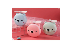 Mini Espelho Ventilador Portátil Led USB Ursinho _ Azul- YDTECH