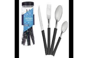 CJ DE TALHERES 24 PC CB PLAST PRETO FREE LINHA URBANO REF-84224/5D2