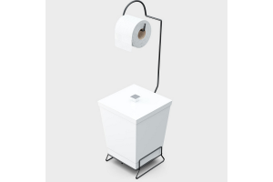 SUPORTE PARA PAPEL HIGIENICO COM LIXEIRA BRANCO-BLACK REF-1445BL-B