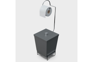 SUPORTE PARA PAPEL HIGIENICO COM LIXEIRA CINZA REF-1445-C