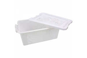 CESTA PLASTICA BAIXA TAMPA COM TRAVA 36,5X26,5X15CM REF-CK1708