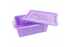 CESTA PLASTICA BAIXA TAMPA COM TRAVA 44X32X18CM REF-CK1709