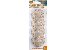 KIT 4 GANCHOS ADESIVOS PLASTICO 6,5CM REF-CK4072