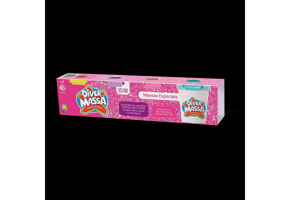 KIT MASSINHA C/GLITER 4 UNIDADE REF-8123