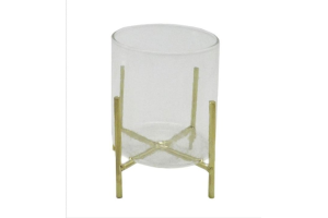 VASO DECOR VIDRO C/SUPORTE 10CM (TRANSPARENTE) REF-64574002