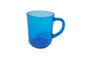 CANECA DE VIDRO AZUL LISA 240ML REF-VD15