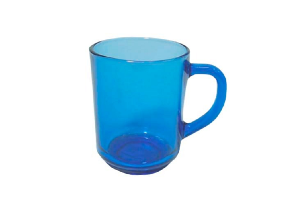 CANECA DE VIDRO AZUL LISA 240ML REF-VD15