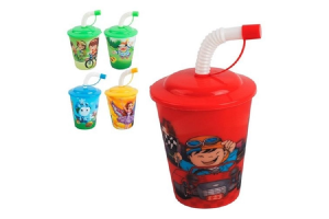 COPO OLASTICO COM TAMPA E CANUDO 3D 230ML REF-WX4974