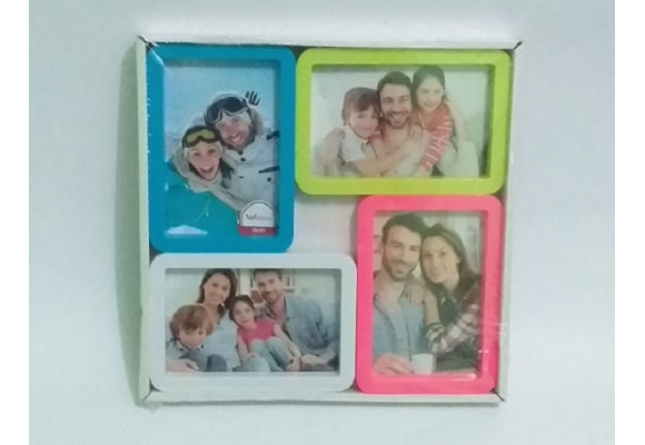 PORTA RETRATO PLASTICO 4 FOTOS CORES SORTIDA 10X15CM REF-WX5462