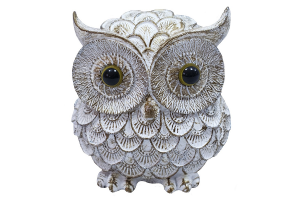 ADORNO CORUJA RESINA 11,5CM BRANCO REF-47605-008