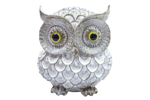 ADORNO CORUJA RESINA 13,5CM BRANCO REF-47606-008