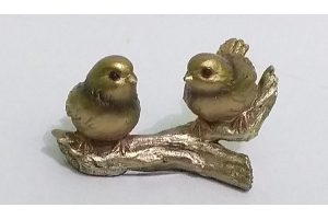 ESCULTURA CASAL PASSARINHO RESINA DOURADO REF-49925-152