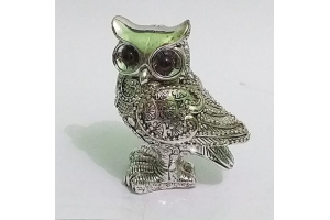 ESCULTURA CORUJA RESINA PRATA REF-49923-151