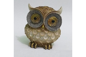 ADORNO CORUJA RESINA 11,5CM DOURADO REF-47605-152