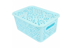 CESTA PLASTICA RET. COM TAMPA 25,5X20X10,5CM REF-CK2493