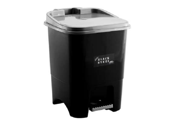 LIXEIRA QUADRADA COM PEDAL 15L BLACK STEEL REF-0557