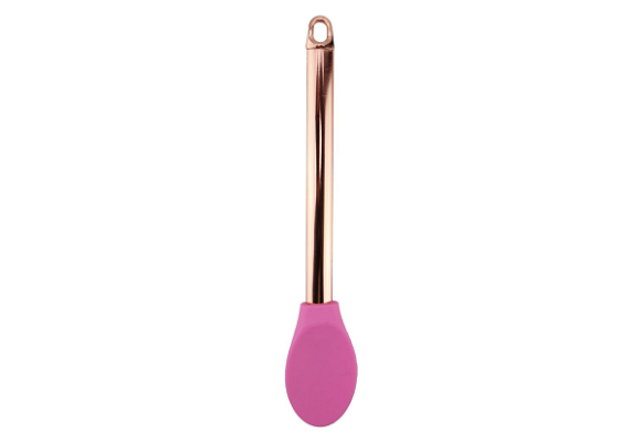 COLHER ROSE SILICONE E INOX 25X4,6CM REF-CK3546