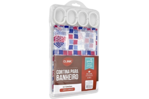 CORTINA BANHEIRO DECORADA PLASTICO 180X180CM REF-CK4038