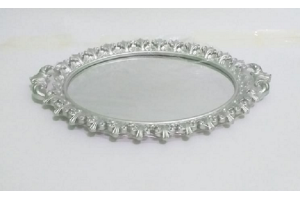 TRAVESSA DE PLASTICO COM ESPELHO DE VIDRO 37X25CM REF-FFBZ190256