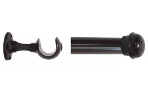 KIT VARAO CORTINA ACO ALPHA 1,5M PRETO 19MM REF-227