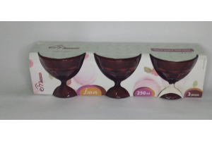 JG TACA DE SORVETE 250ML C/3UNID VERMELHA 8CM REF-13598