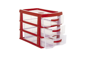 GAVETEIRO C/03 GAVETAS 30X24X20CM VERMELHO REF-62401